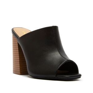 Qupid Faux Leather Block Heel Open Toed Miles Black Brand New